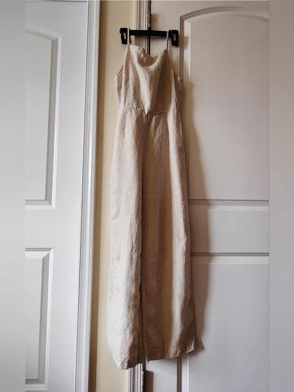 H&M Beige Sleeveless Linen-Blend Maxi Dress